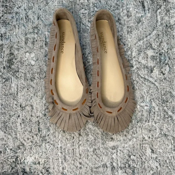 Sundance Suede Fringe Moccasins Size 38 - Picture 2 of 4